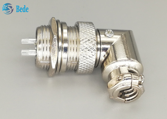 Männliches und weibliches Zink-Legierungs-Material-Schweißen GX16 2 Pin Aviation Connector Plug 90 Dehree