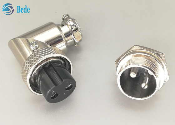 Männliches und weibliches Zink-Legierungs-Material-Schweißen GX16 2 Pin Aviation Connector Plug 90 Dehree