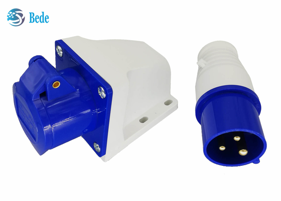 220-250V 16A industrieller Verbindungsstück-Mann und weibliche blaue Farban der wand befestigte Art des einphasig-2P+E