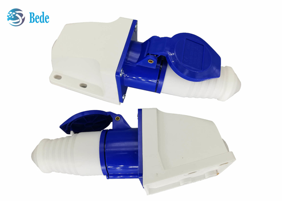 220-250V 16A industrieller Verbindungsstück-Mann und weibliche blaue Farban der wand befestigte Art des einphasig-2P+E