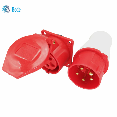 Industrieller Stecker 3 kontakt-Stifte des Phasen-Sockel-5 materielle unterbringende Messingder stift3p+n+e 16A pp.