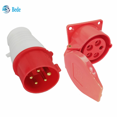 Industrieller Stecker 3 kontakt-Stifte des Phasen-Sockel-5 materielle unterbringende Messingder stift3p+n+e 16A pp.