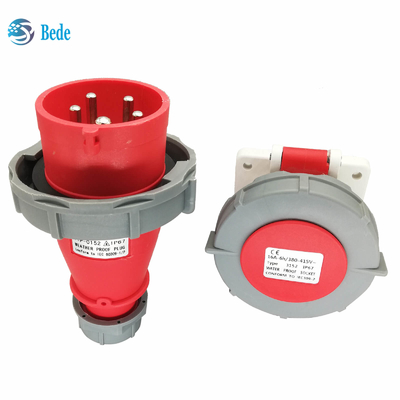 Wasserdichte industrielle Sockel 5Pins Montage-Art 3P+N+E-des Stecker-IP67 Platten-16Amp und 32Amp
