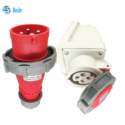 4 Pins IP67 Industrielle Steckdose mit 16A / 380~415V Wandmontage