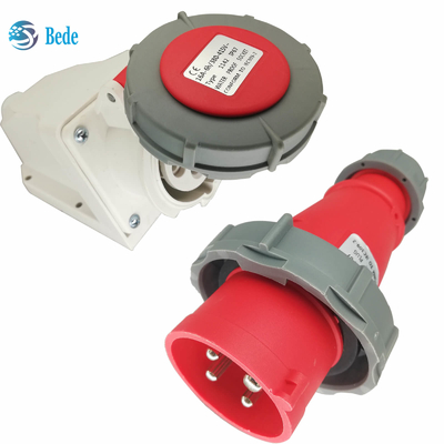 4 Pins IP67 Industrielle Steckdose mit 16A / 380~415V Wandmontage