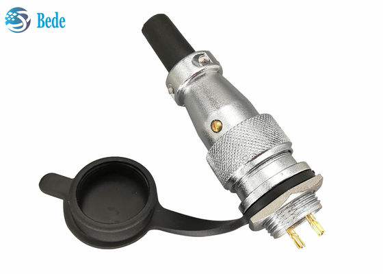 Verchromte Rundsteckverbinder aus Zinklegierung, 2 3 4 Pins, 10A 500V, mit Staubschutzkappe