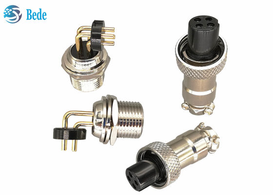 Rechtwinklige Luftfahrt-Verbindungsstück-Zink-Legierung 3A 200V Gx12 mit dem Nickel überzogen